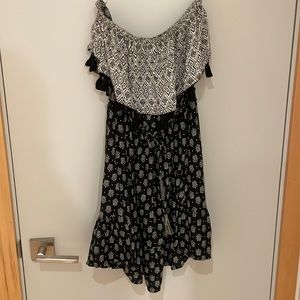 Strapless tie waist dress